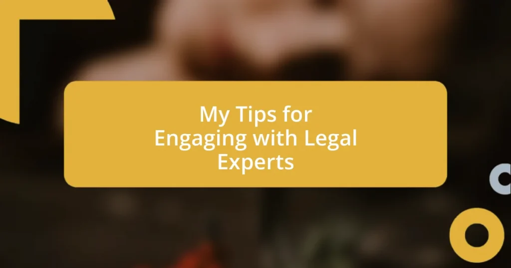 My Tips for Engaging with Legal Experts