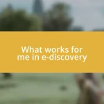 What works for me in e-discovery